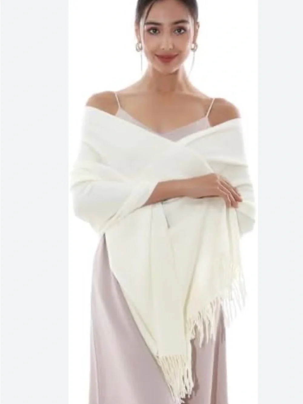 PASHMINA Scarf Wrap Fringe White